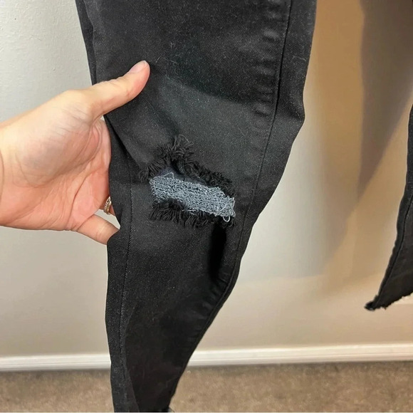 Blanqi Denim Maternity Skinny Jeans 0 Belly Support Distressed Black Full Panel - Picture 8 of 12